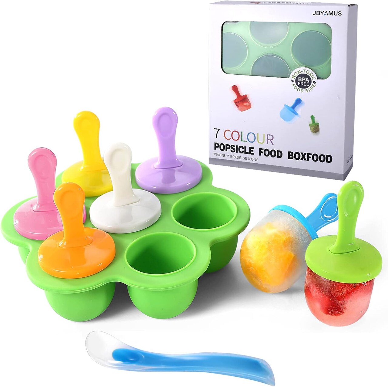 Silicone Popsicle Molds, Ice Pop Molds, Storage Container for Homemade Food, Kids Ice Cream DIY Pop Molds - BPA Free (Green)